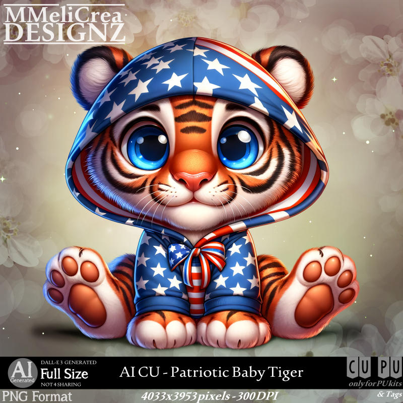 (image for) AI - CU Patriotic Baby Tiger (CU4PU/PNG)